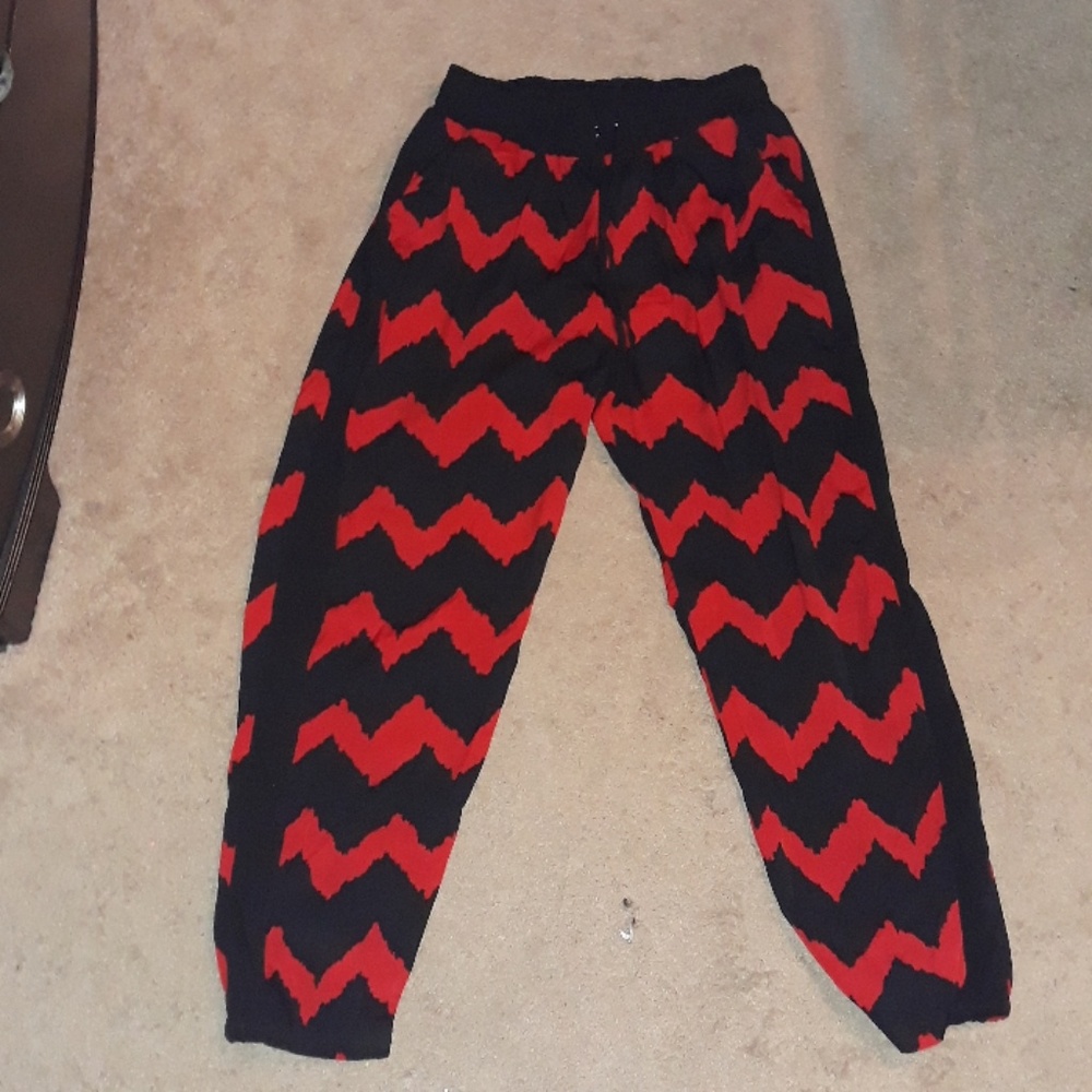Red and black joggers